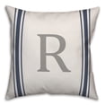 thumbnail image 1 of Creative Products Blue Farmhouse Stripe Monogram - R 18x18 Spun Poly Pillow, 1 of 3