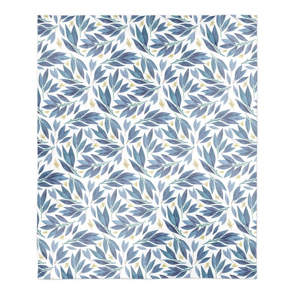 Creative Products Blue Floral Leaves 50x60 Sherpa Fleece Blanket