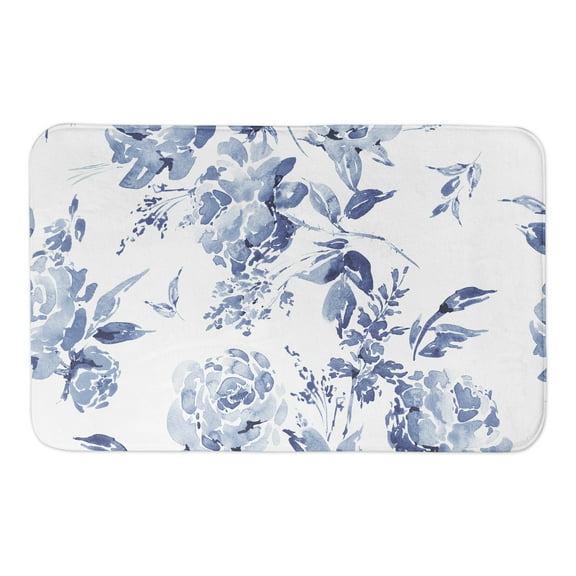 Creative Products Blue Floral Pattern 34x21 Bath Mat