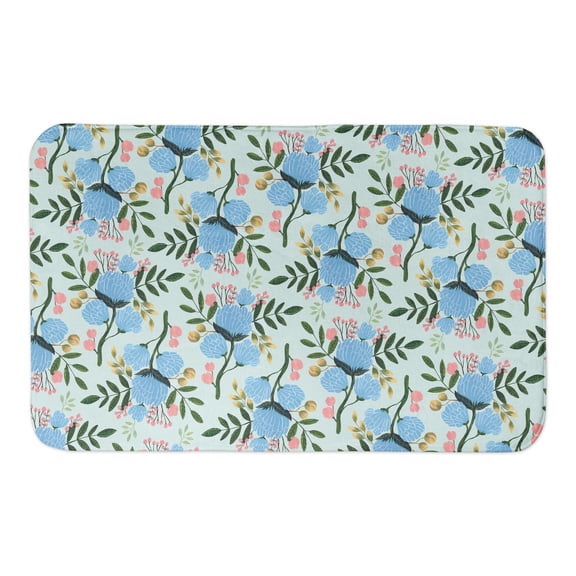 Creative Products Blue Floral Pattern - Teal 34x21 Bath Mat