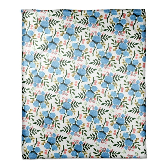 Creative Products Blue Floral Pattern - White 50x60 Coral Fleece Blanket