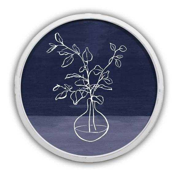 Creative Products Blue Floral Still Life I 20 x 20 Round White Framed Print
