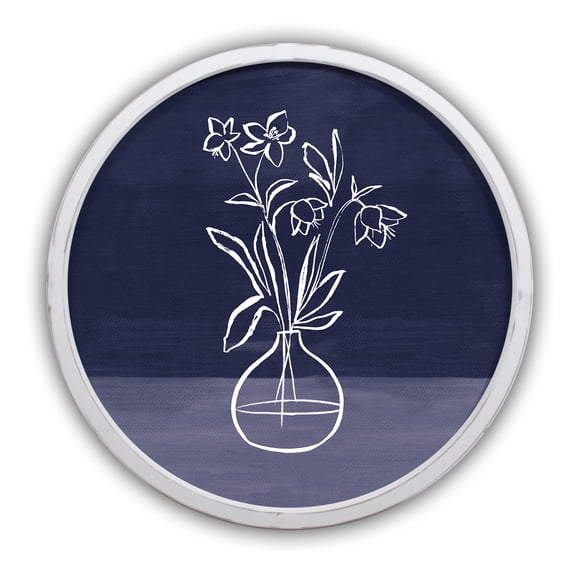 Creative Products Blue Floral Still Life II 20 x 20 Round White Framed Print