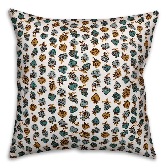 Creative Products Blue Fruit Pattern 16x16 Spun Poly Pillow