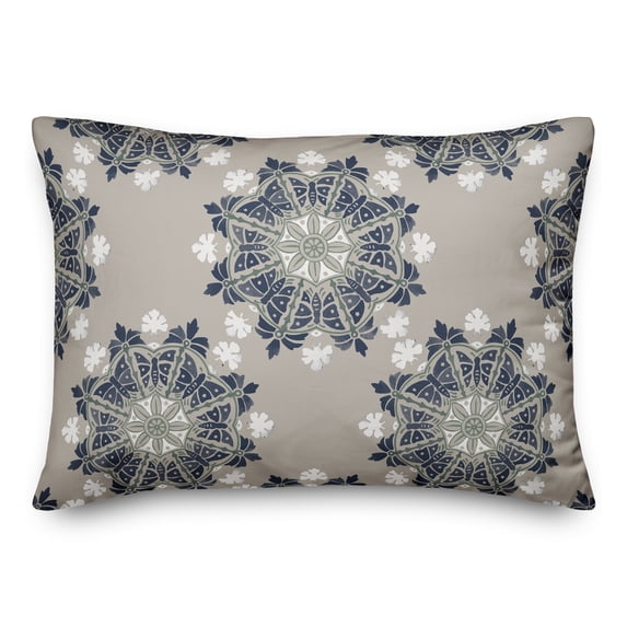 Creative Products Blue Medallions on Gray 14x20 Indoor / Outdoor Pillow