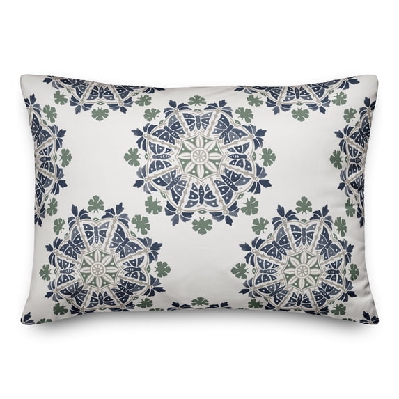 Creative Products Blue Medallions on White 14x20 Indoor / Outdoor Pillow