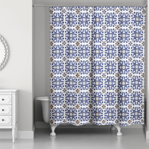 Creative Products Blue Mod Tile 71x74 Shower Curtain
