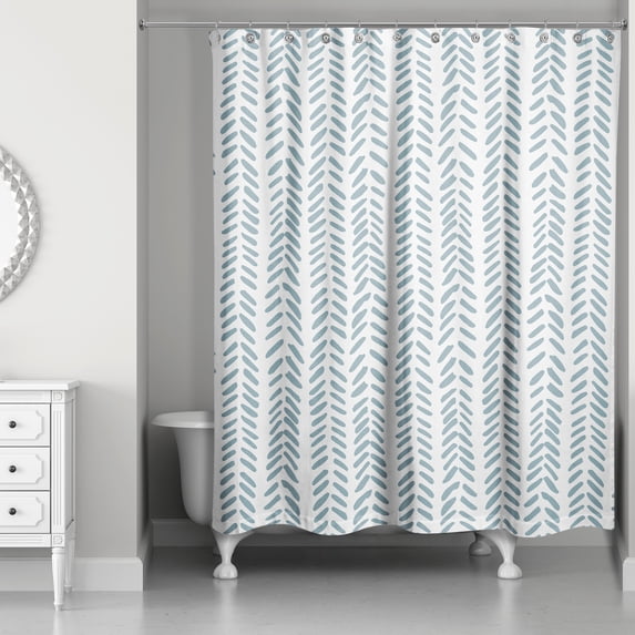 Creative Products Blue Modern Herringbone 71x74 Shower Curtain