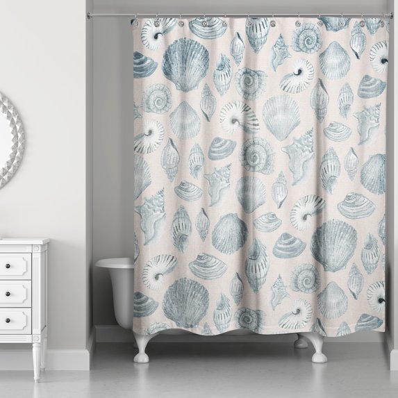 Creative Products Blue Multi Shell on Blush 71x74 Shower Curtain