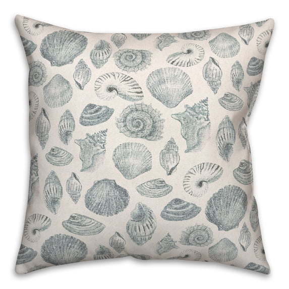 Creative Products Blue Multi Shell on White 18 x 18 Spun Poly Pillow