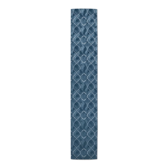 Creative Products Blue Ogee Pattern 16x72 Cotton Twill Table Runner