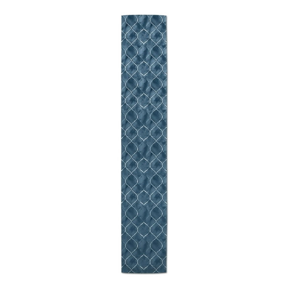 Creative Products Blue Ogee Pattern 16x90 Cotton Twill Table Runner