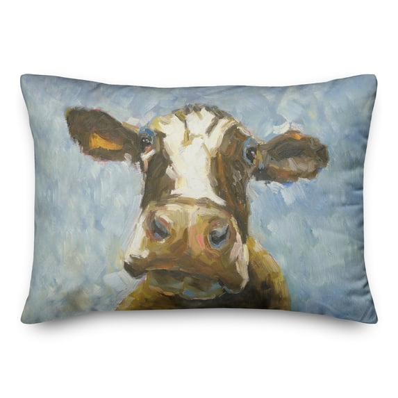 Creative Products Blue Painted Cow 14x20 Indoor / Outdoor Pillow
