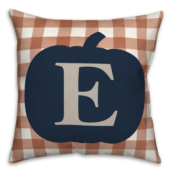 Creative Products Blue Pumpkin Monogram E 18x18 Spun Poly Pillow