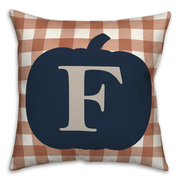 Creative Products Blue Pumpkin Monogram F 18x18 Spun Poly Pillow