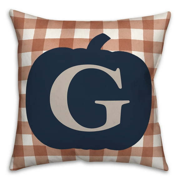 Creative Products Blue Pumpkin Monogram G 18x18 Spun Poly Pillow