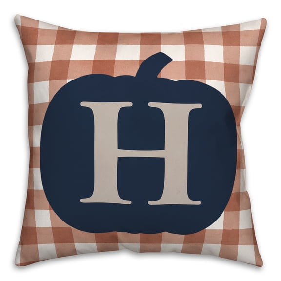 Creative Products Blue Pumpkin Monogram H 18x18 Spun Poly Pillow