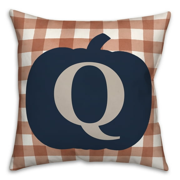 Creative Products Blue Pumpkin Monogram Q 18x18 Spun Poly Pillow