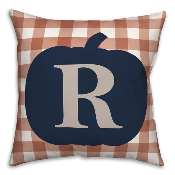 Creative Products Blue Pumpkin Monogram R 18x18 Spun Poly Pillow