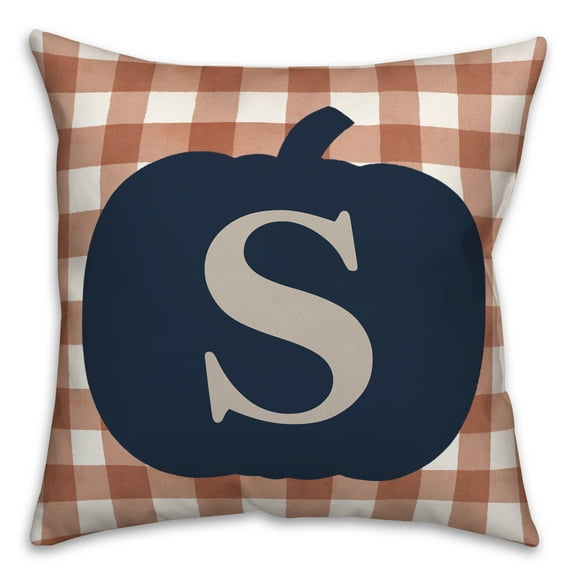 Creative Products Blue Pumpkin Monogram S 18x18 Spun Poly Pillow