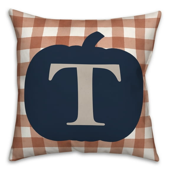 Creative Products Blue Pumpkin Monogram T 18x18 Spun Poly Pillow