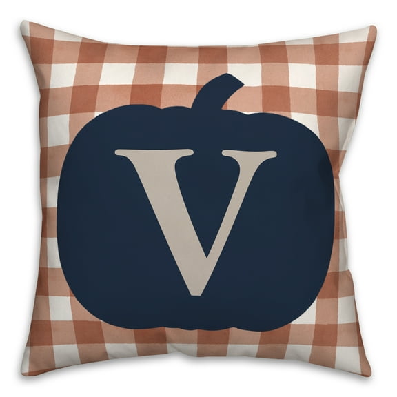 Creative Products Blue Pumpkin Monogram V 18x18 Spun Poly Pillow