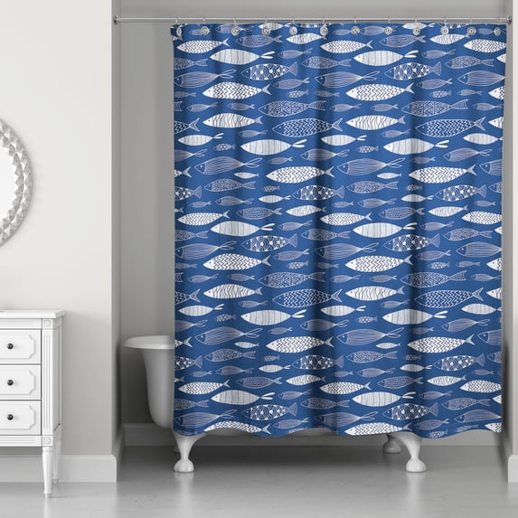 Creative Products Blue School Of Fish 71x74 Shower Curtain