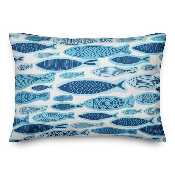 Creative Products Blue School Of Fish Pattern 14x20 Spun Poly Pillow