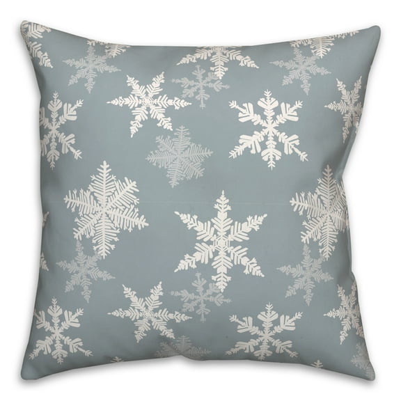 Creative Products Blue Snowflake Pattern 18 x 18 Spun Poly Pillow