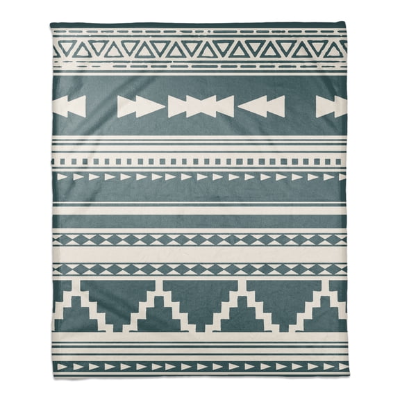 Creative Products Blue Southwestern Style Pattern 50 x 60 Coral Fleece Blanket