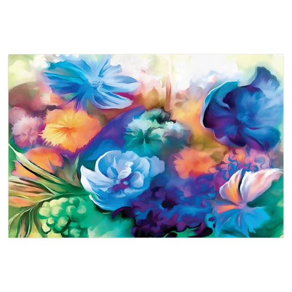 Creative Products Blue Watercolor Bouquet 48x32 Canvas Wall Art