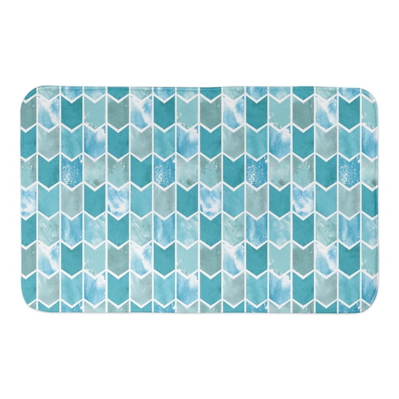 Creative Products Blue Watercolor Chevron 34x21 Bath Mat