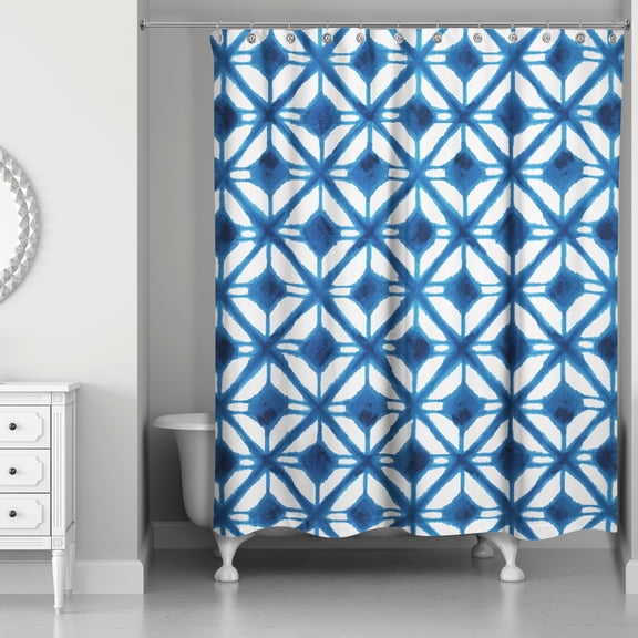 Creative Products Blue Watercolor Diamond 71x74 Shower Curtain