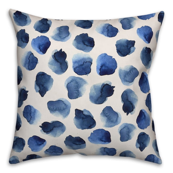 Creative Products Blue Watercolor Dots 16x16 Spun Poly Pillow