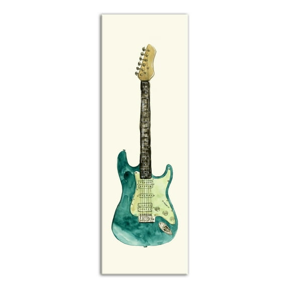 Creative Products Blue Watercolor Electric Guitar 12x36 Canvas Wall Art