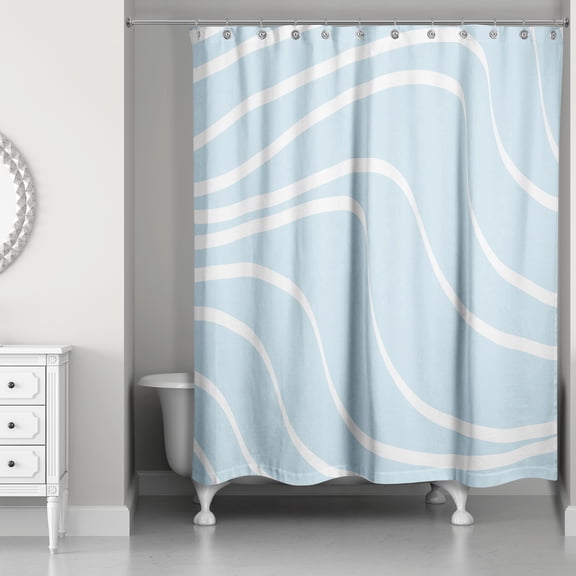 Creative Products Blue Wavy Lines 71x74 Shower Curtain