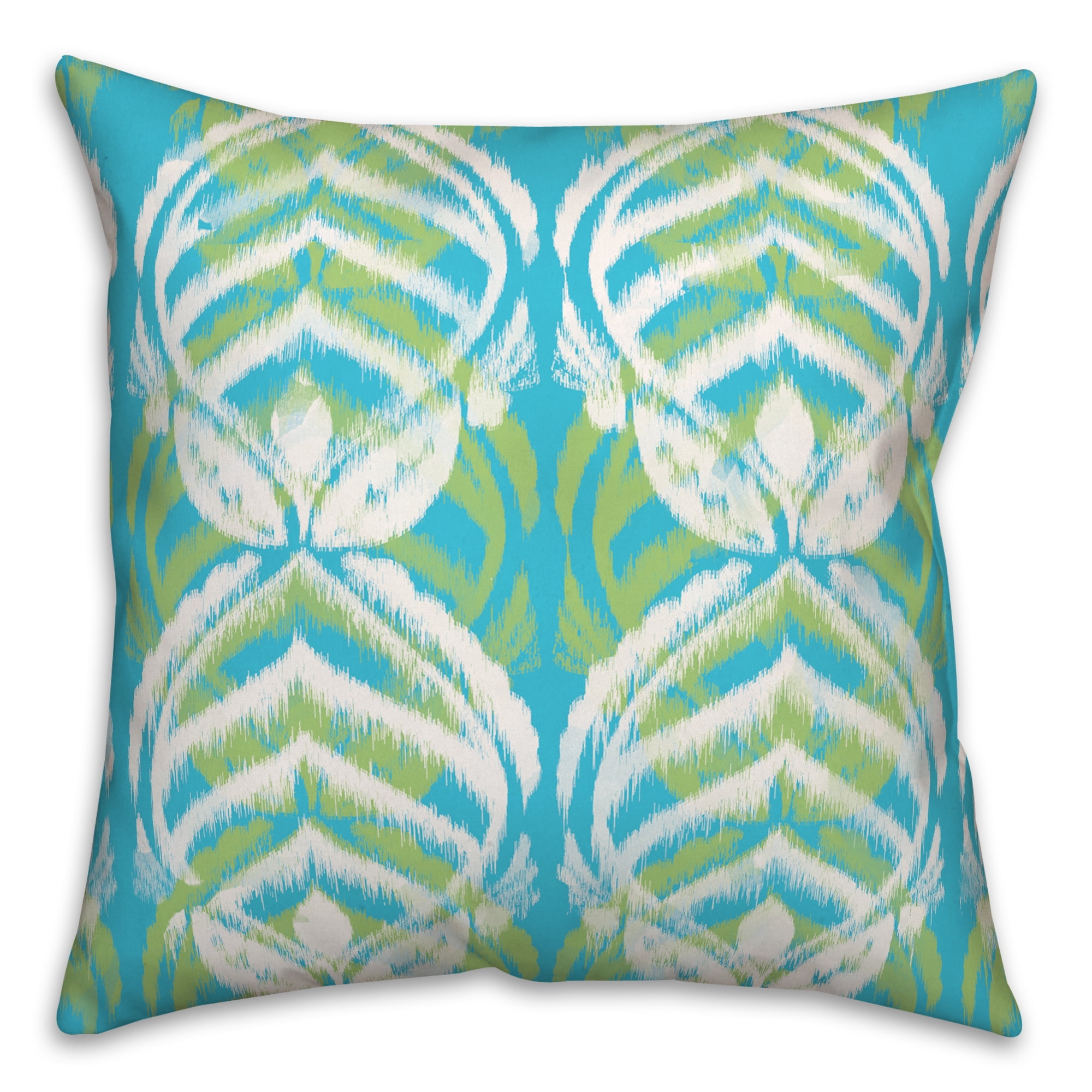 Creative Products Blue and Green Leaf Pattern 20x20 Indoor / Outdoor Pillow
