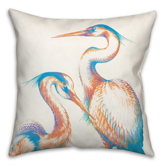 Creative Products Blue and Orange Cranes 20x20 Indoor / Outdoor Pillow