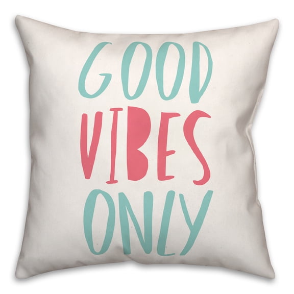 Creative Products Blue and Pink Good Vibes Only 18 x 18 Spun Poly Pillow
