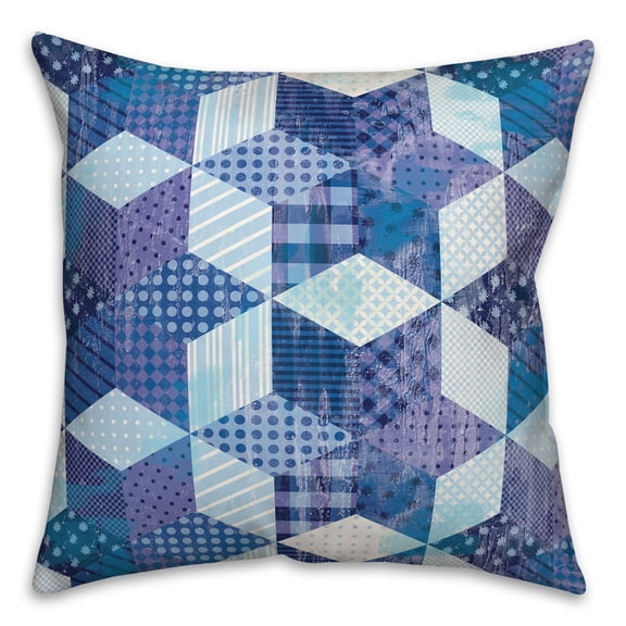 Creative Products Blue and Red Patchwork 18x18 Spun Poly Pillow