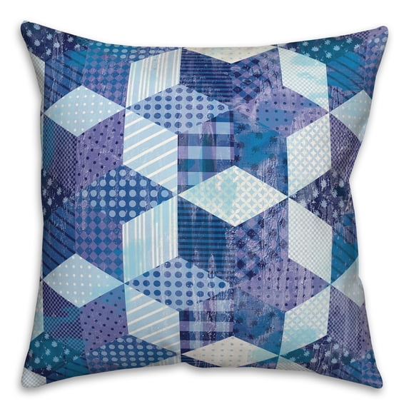 Creative Products Blue and Red Patchwork 18x18 Spun Poly Pillow