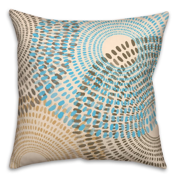 Creative Products Blue and Tan Dash Circles 20x20 Indoor / Outdoor Pillow