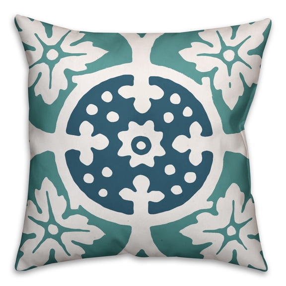 Creative Products Blue and Teal Print 18x18 Spun Poly Pillow