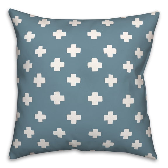 Creative Products Blue and White Crosses 18x18 Indoor / Outdoor Pillow