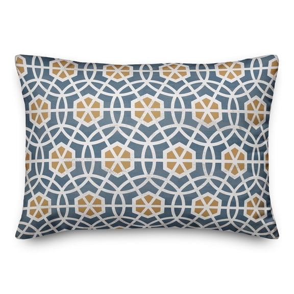 Creative Products Blue and Yellow Circle Hex 14x20 Spun Poly Pillow