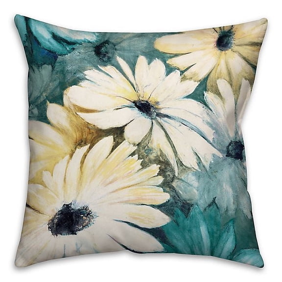 Creative Products Blue and Yellow Daisies Spun Polyester Throw Pillow - 18x18