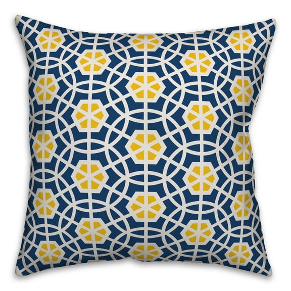 Creative Products Blue and Yellow Geo Circles 18x18 Spun Poly Pillow