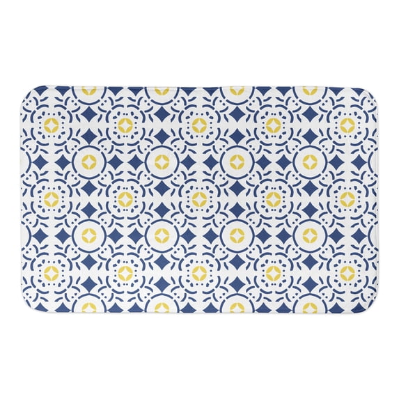Creative Products Blue and Yellow Tile 34x21 Bath Mat