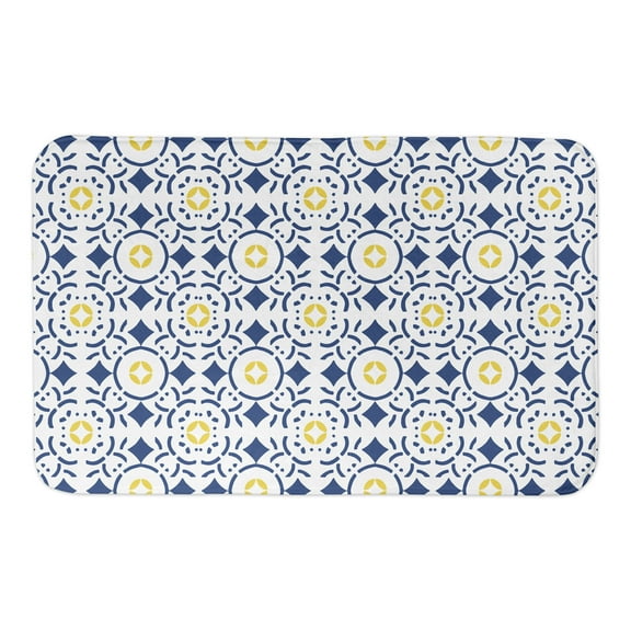 Creative Products Blue and Yellow Tile 34x21 Bath Mat