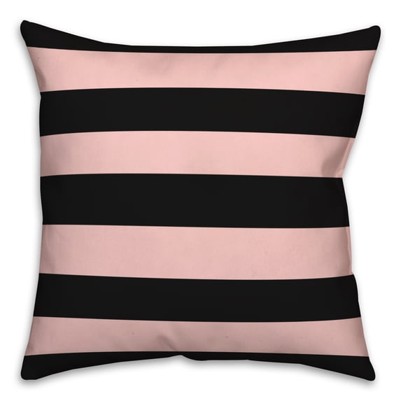 Creative Products Blush And Black Stripes 18 x 18 Spun Poly Pillow